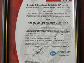 COBAEV, CERTIFICADO EN LA NORMA INTERNACIONAL ISO 9001-2015